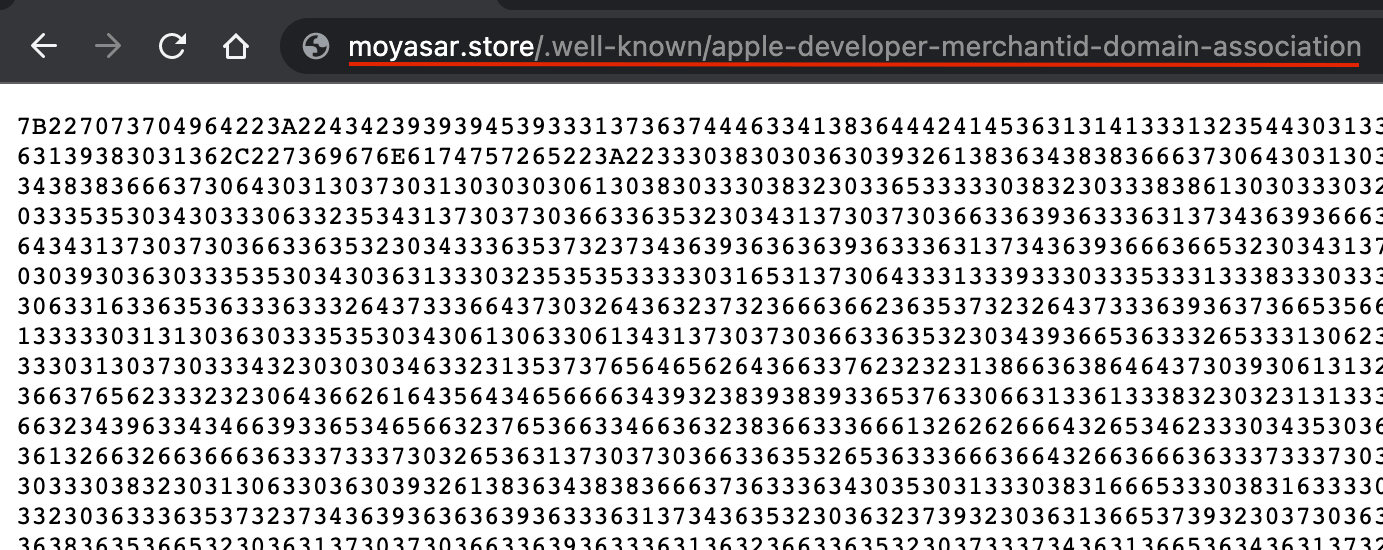 Association file opened in a web browser
