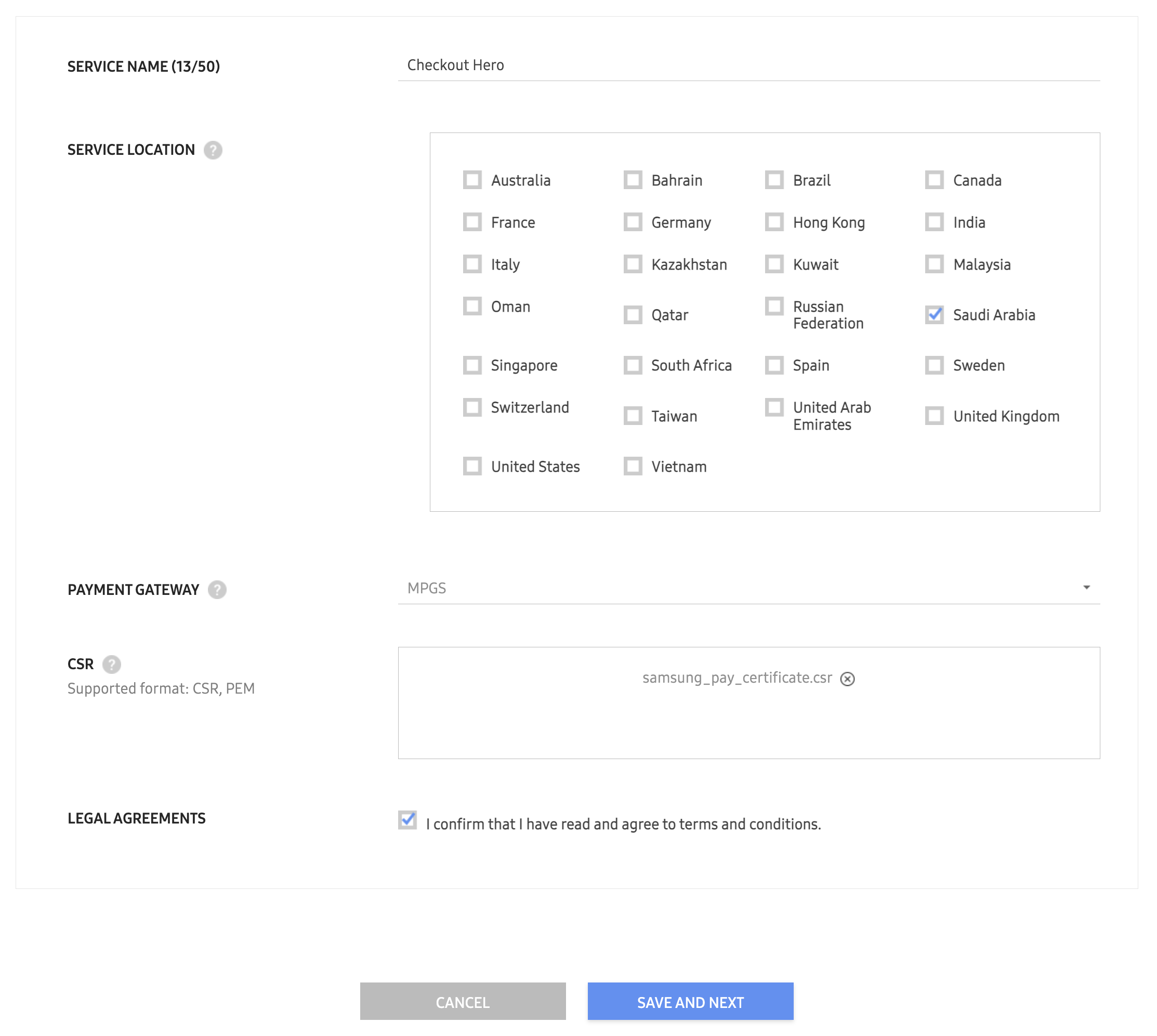 InApp Online Payment Service Creation