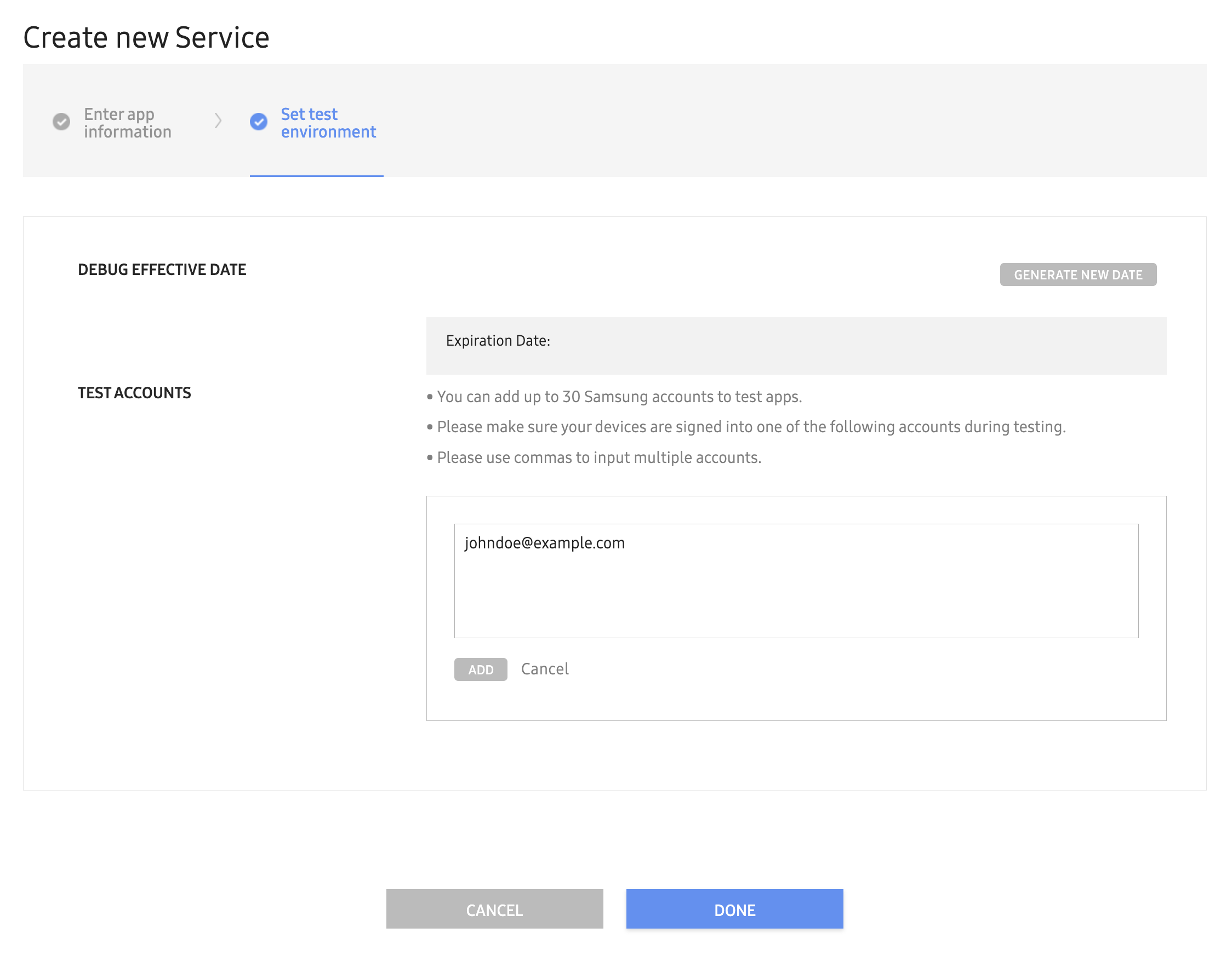 Service Test Emails